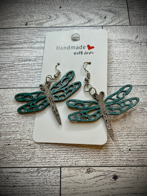 Hand colored wooden Earrings