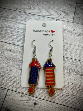 Hand colored wooden Earrings