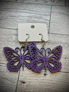 Hand colored wooden Earrings