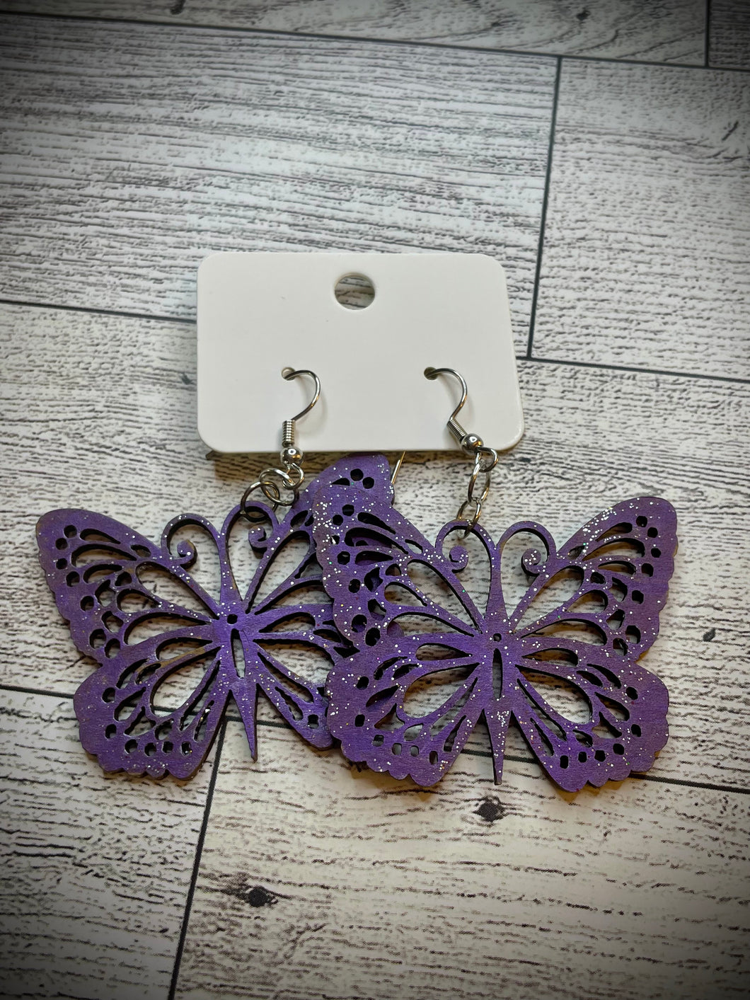 Hand colored wooden Earrings