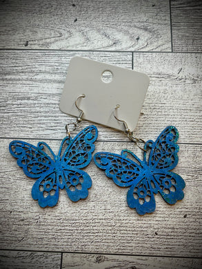 Hand colored wooden Earrings