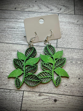 Hand colored wooden Earrings