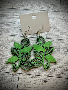 Hand colored wooden Earrings