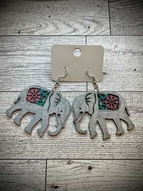 Hand colored wooden Earrings