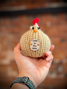 Small Knit Chicken with message