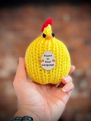 Small Knit Chicken with message