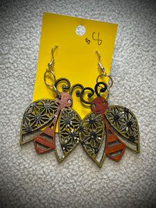 Hand colored wooden Earrings