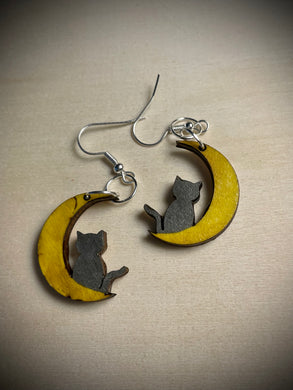 Hand colored wooden Earrings