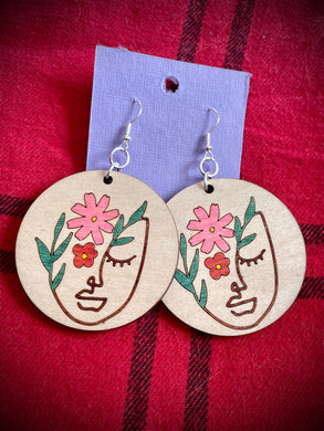 Hand colored wooden Earrings