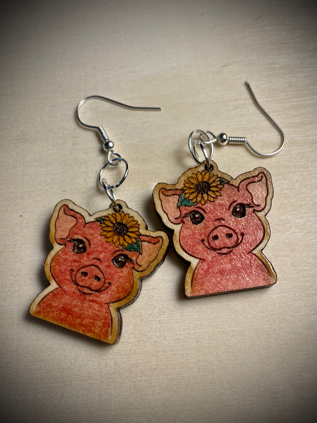 Hand colored wooden Earrings