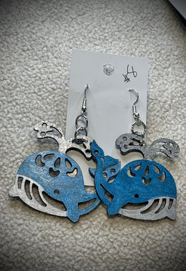 Hand colored wooden Earrings