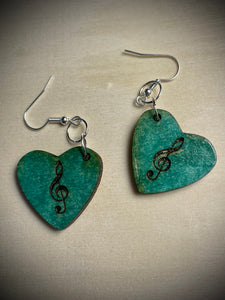 Hand colored wooden Earrings