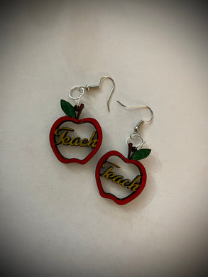 Hand colored wooden Earrings