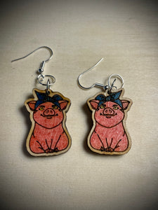 Hand colored wooden Earrings