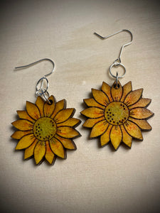 Hand colored wooden Earrings
