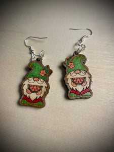 Hand colored wooden Earrings