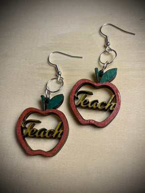 Hand colored wooden Earrings