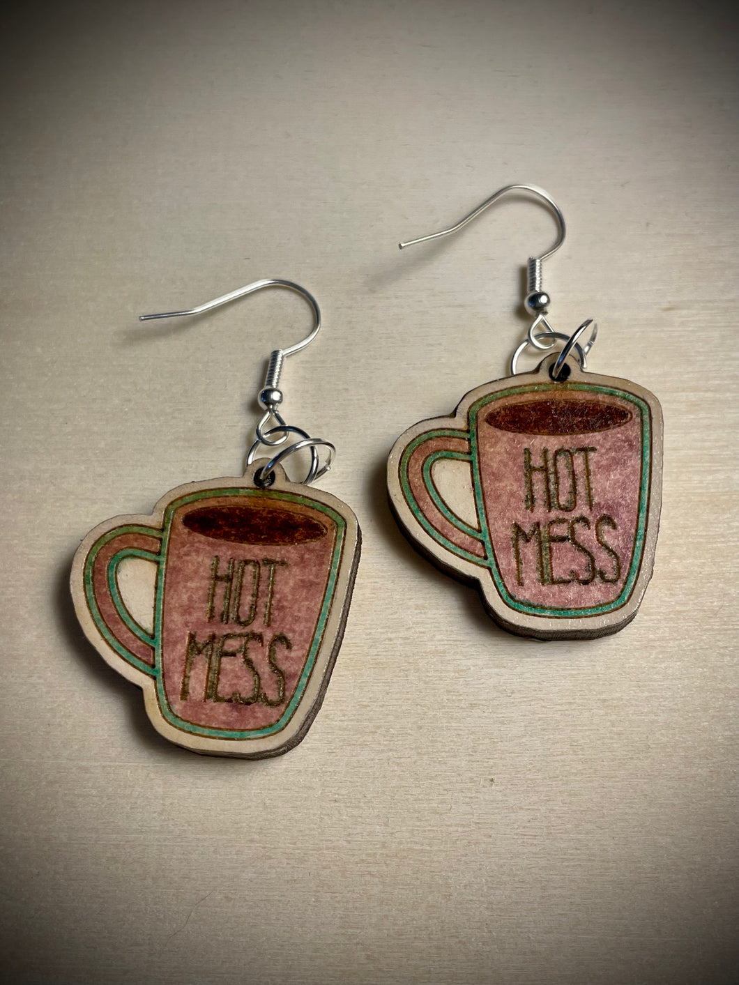 Hand colored wooden Earrings