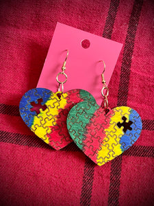 Hand colored wooden Earrings