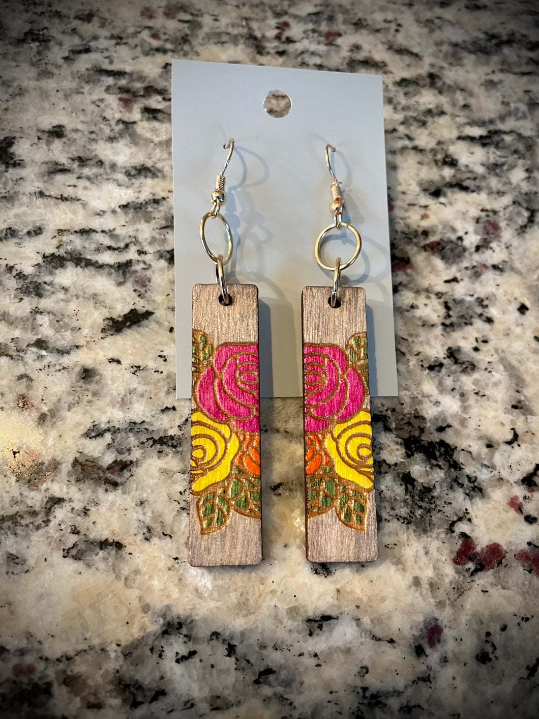 Hand colored wooden Earrings