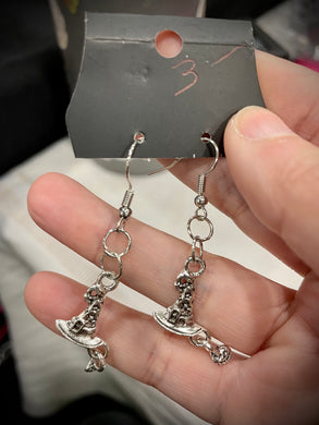 Silver witch hat earrings