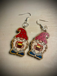 Hand colored wooden Earrings