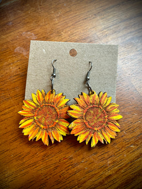 Hand colored wooden Earrings