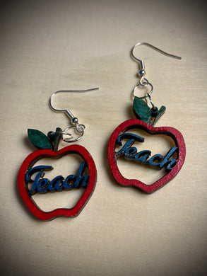 Hand colored wooden Earrings