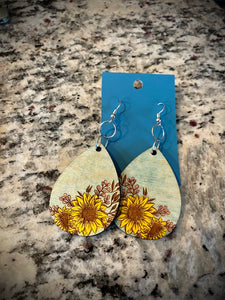 Hand colored wooden Earrings