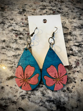 Hand colored wooden Earrings