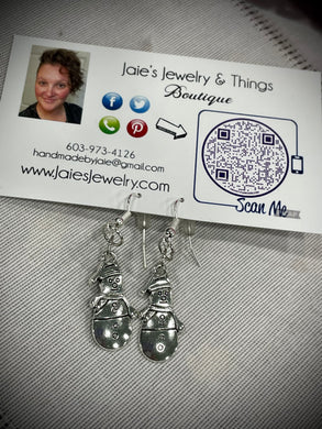 Silver snowman earrings