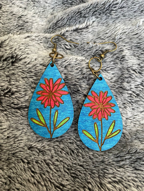 Hand colored wooden Earrings