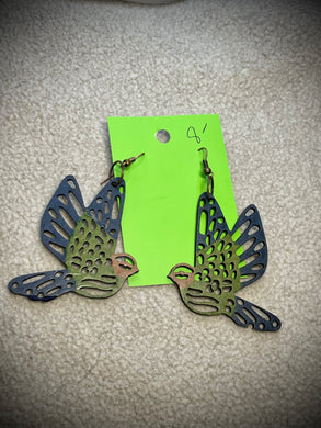 Hand colored wooden Earrings