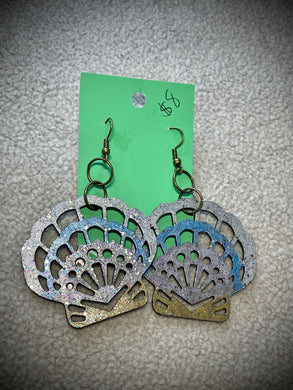 Hand colored wooden Earrings