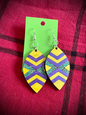 Hand colored wooden Earrings