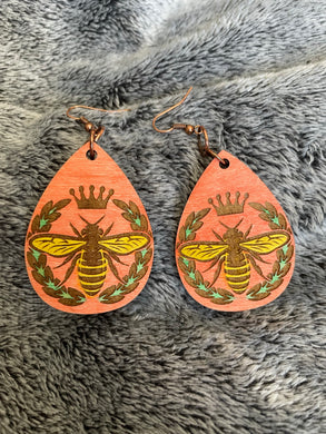 Hand colored wooden Earrings