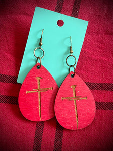 Hand colored wooden Earrings