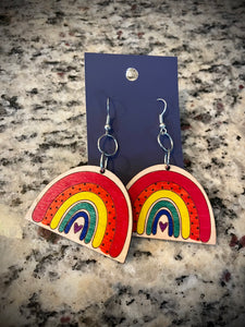 Hand colored wooden Earrings