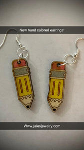 Hand colored wooden Earrings