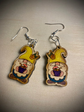 Hand colored wooden Earrings