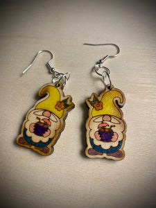 Hand colored wooden Earrings