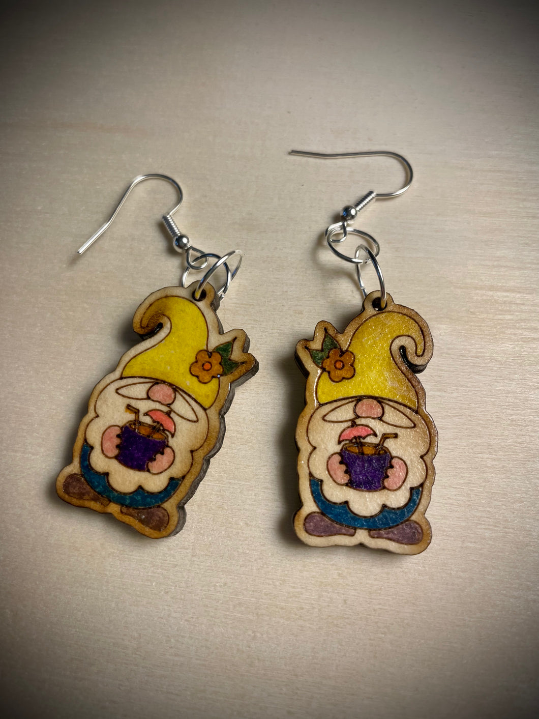 Hand colored wooden Earrings
