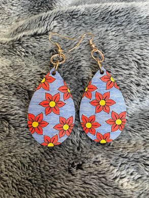 Hand colored wooden Earrings