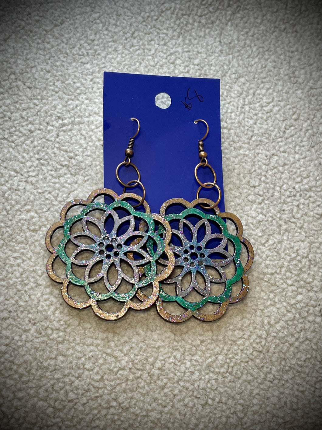 Hand colored wooden Earrings