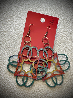 Hand colored wooden Earrings