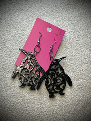 Hand colored wooden Earrings