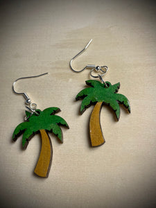 Hand colored wooden Earrings